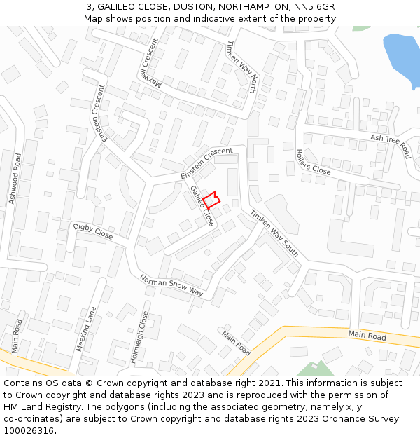 3, GALILEO CLOSE, DUSTON, NORTHAMPTON, NN5 6GR: Location map and indicative extent of plot