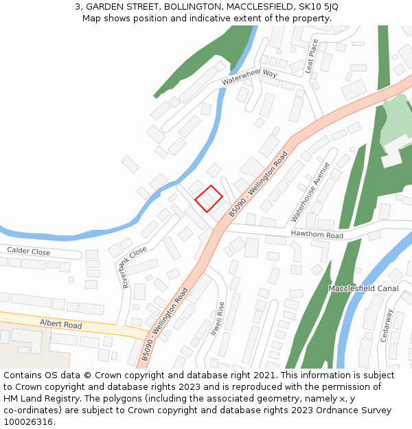 3, GARDEN STREET, BOLLINGTON, MACCLESFIELD, SK10 5JQ: Location map and indicative extent of plot