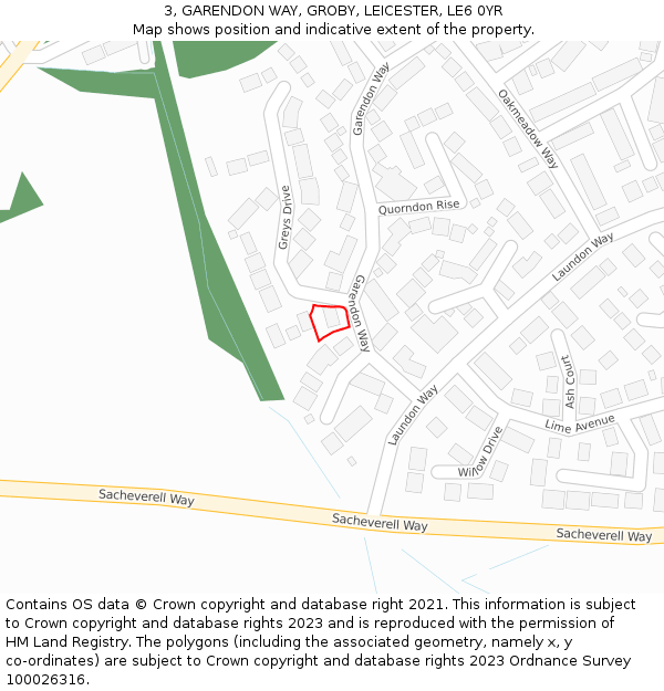 3, GARENDON WAY, GROBY, LEICESTER, LE6 0YR: Location map and indicative extent of plot