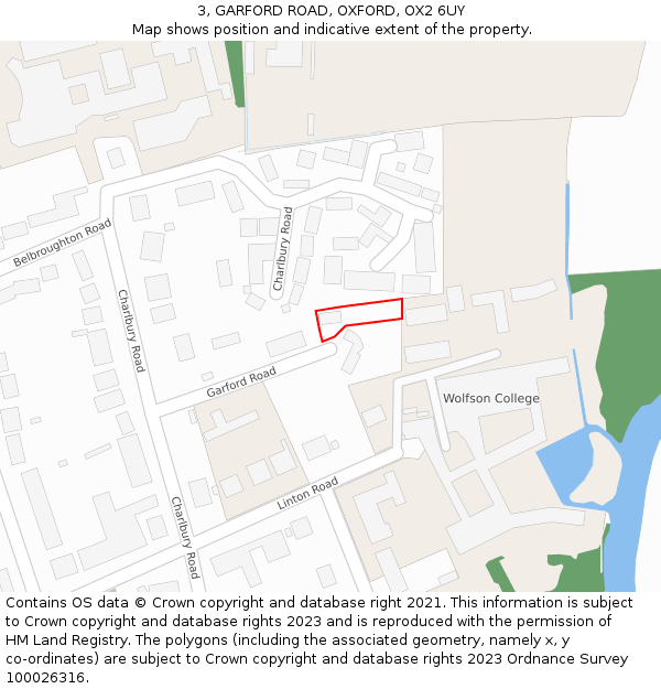 3, GARFORD ROAD, OXFORD, OX2 6UY: Location map and indicative extent of plot