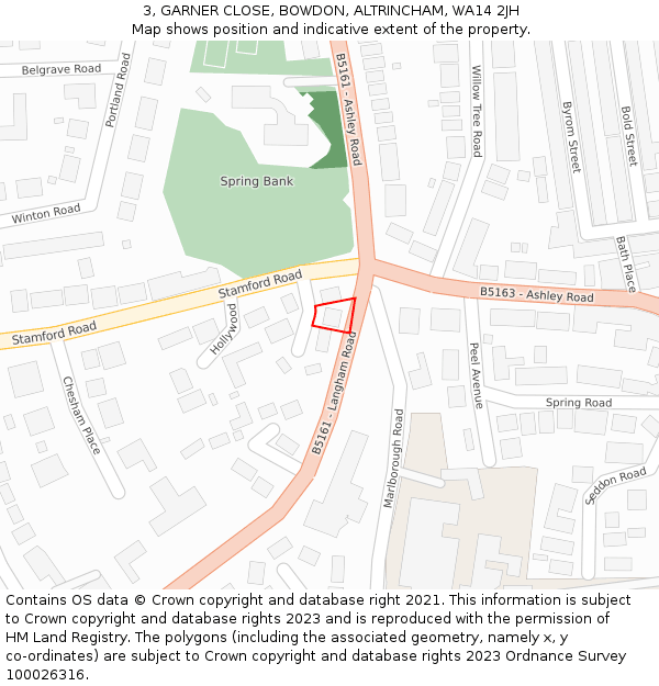 3, GARNER CLOSE, BOWDON, ALTRINCHAM, WA14 2JH: Location map and indicative extent of plot