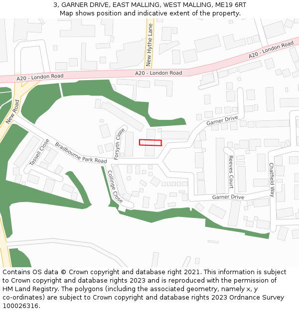 3, GARNER DRIVE, EAST MALLING, WEST MALLING, ME19 6RT: Location map and indicative extent of plot