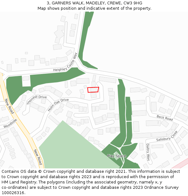 3, GARNERS WALK, MADELEY, CREWE, CW3 9HG: Location map and indicative extent of plot