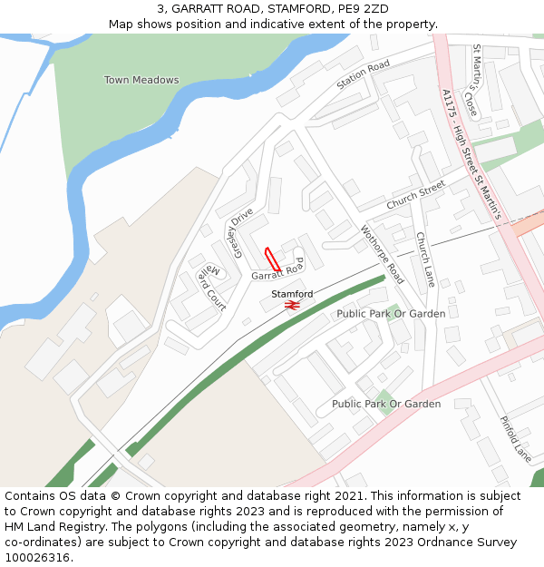 3, GARRATT ROAD, STAMFORD, PE9 2ZD: Location map and indicative extent of plot