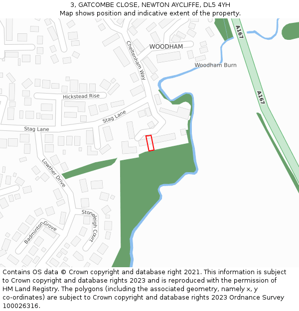 3, GATCOMBE CLOSE, NEWTON AYCLIFFE, DL5 4YH: Location map and indicative extent of plot