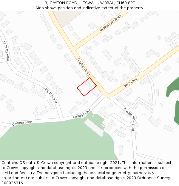 3, GAYTON ROAD, HESWALL, WIRRAL, CH60 8PF: Location map and indicative extent of plot