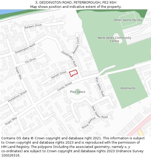 3, GEDDINGTON ROAD, PETERBOROUGH, PE2 9SH: Location map and indicative extent of plot