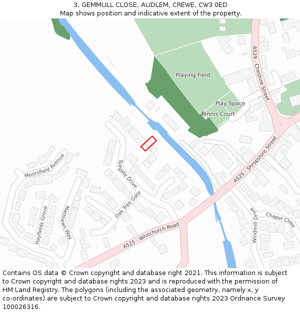 3, GEMMULL CLOSE, AUDLEM, CREWE, CW3 0ED: Location map and indicative extent of plot