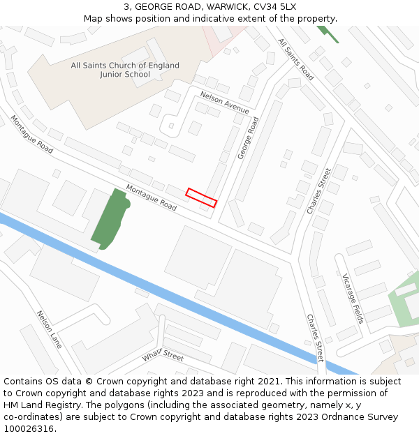 3, GEORGE ROAD, WARWICK, CV34 5LX: Location map and indicative extent of plot