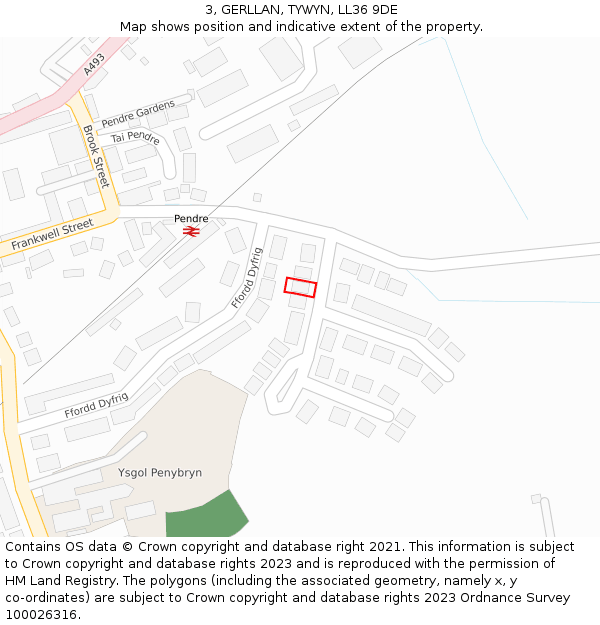 3, GERLLAN, TYWYN, LL36 9DE: Location map and indicative extent of plot