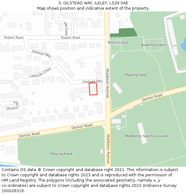 3, GILSTEAD WAY, ILKLEY, LS29 0AE: Location map and indicative extent of plot