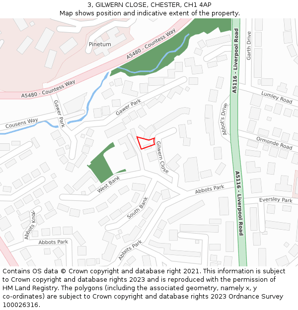 3, GILWERN CLOSE, CHESTER, CH1 4AP: Location map and indicative extent of plot