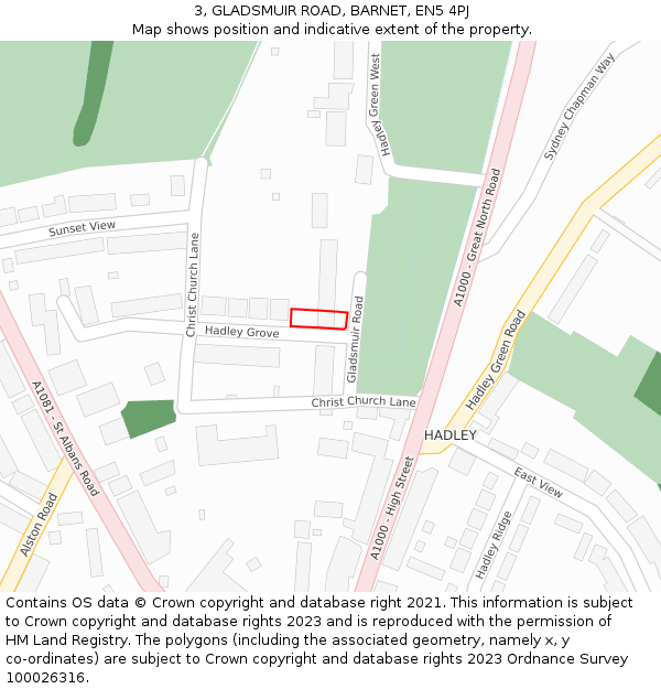 3, GLADSMUIR ROAD, BARNET, EN5 4PJ: Location map and indicative extent of plot