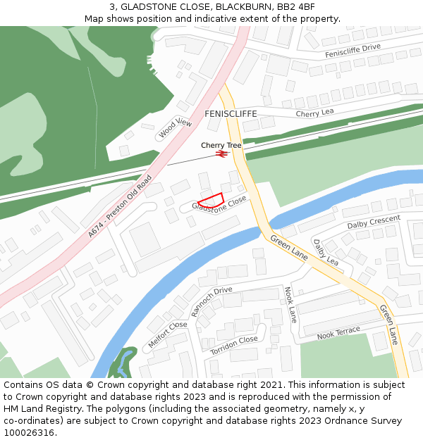 3, GLADSTONE CLOSE, BLACKBURN, BB2 4BF: Location map and indicative extent of plot