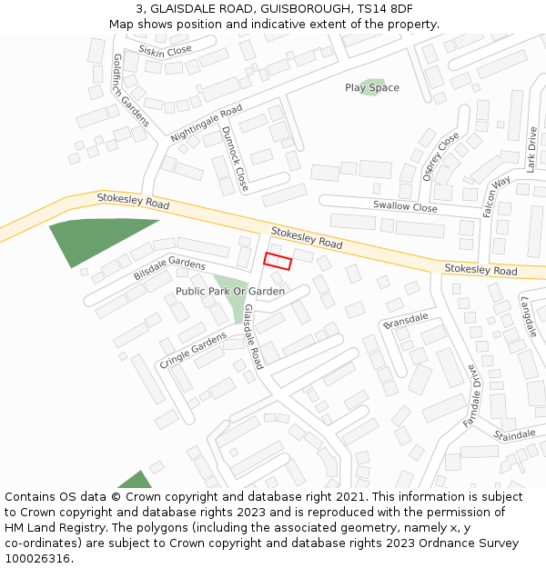 3, GLAISDALE ROAD, GUISBOROUGH, TS14 8DF: Location map and indicative extent of plot