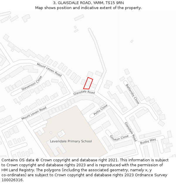 3, GLAISDALE ROAD, YARM, TS15 9RN: Location map and indicative extent of plot