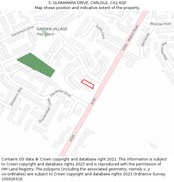 3, GLARAMARA DRIVE, CARLISLE, CA2 6QP: Location map and indicative extent of plot