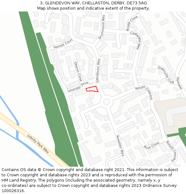 3, GLENDEVON WAY, CHELLASTON, DERBY, DE73 5AG: Location map and indicative extent of plot