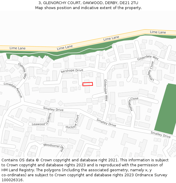 3, GLENORCHY COURT, OAKWOOD, DERBY, DE21 2TU: Location map and indicative extent of plot