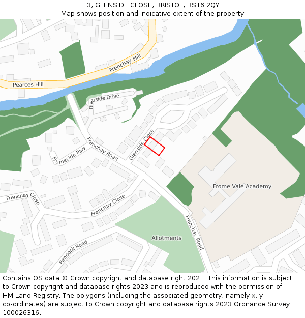 3, GLENSIDE CLOSE, BRISTOL, BS16 2QY: Location map and indicative extent of plot