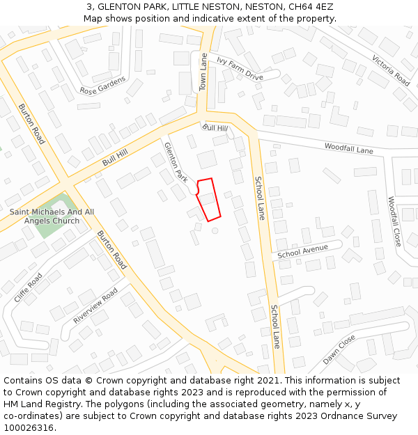 3, GLENTON PARK, LITTLE NESTON, NESTON, CH64 4EZ: Location map and indicative extent of plot