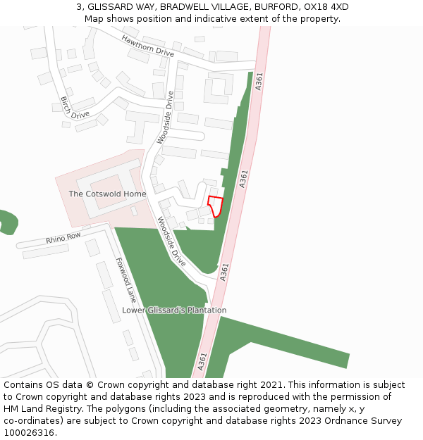 3, GLISSARD WAY, BRADWELL VILLAGE, BURFORD, OX18 4XD: Location map and indicative extent of plot