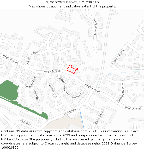 3, GOODWIN GROVE, ELY, CB6 1TD: Location map and indicative extent of plot