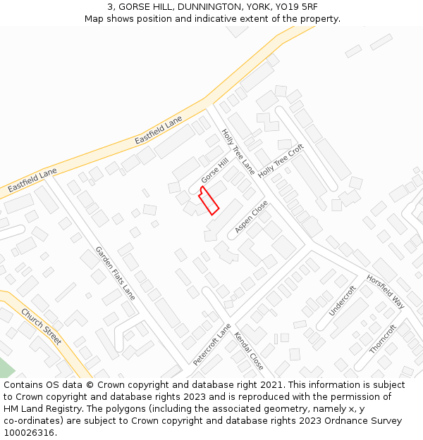 3, GORSE HILL, DUNNINGTON, YORK, YO19 5RF: Location map and indicative extent of plot