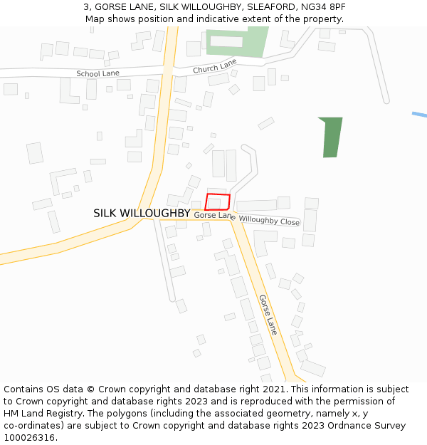 3, GORSE LANE, SILK WILLOUGHBY, SLEAFORD, NG34 8PF: Location map and indicative extent of plot