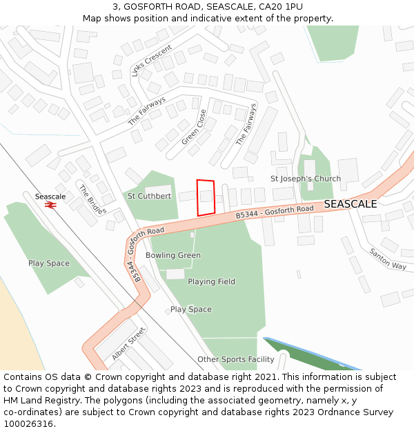 3, GOSFORTH ROAD, SEASCALE, CA20 1PU: Location map and indicative extent of plot