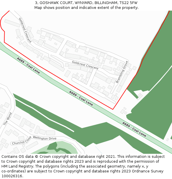 3, GOSHAWK COURT, WYNYARD, BILLINGHAM, TS22 5FW: Location map and indicative extent of plot