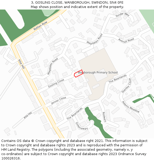 3, GOSLING CLOSE, WANBOROUGH, SWINDON, SN4 0FE: Location map and indicative extent of plot