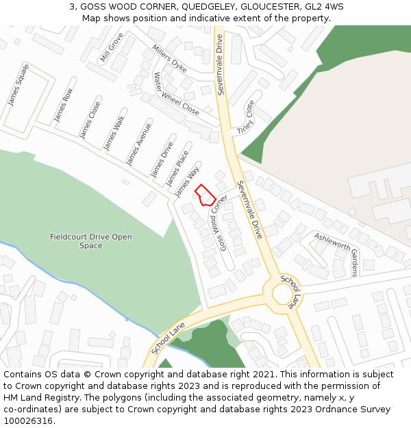 3, GOSS WOOD CORNER, QUEDGELEY, GLOUCESTER, GL2 4WS: Location map and indicative extent of plot