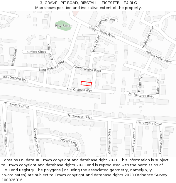 3, GRAVEL PIT ROAD, BIRSTALL, LEICESTER, LE4 3LG: Location map and indicative extent of plot