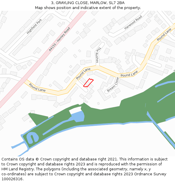 3, GRAYLING CLOSE, MARLOW, SL7 2BA: Location map and indicative extent of plot