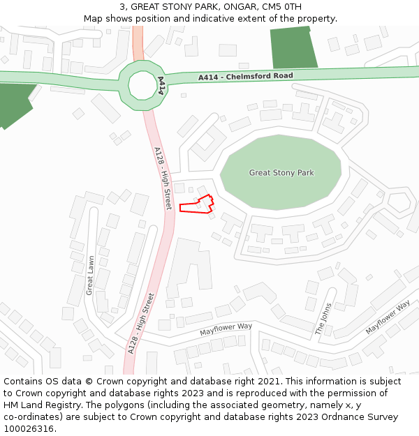 3, GREAT STONY PARK, ONGAR, CM5 0TH: Location map and indicative extent of plot