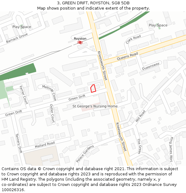 3, GREEN DRIFT, ROYSTON, SG8 5DB: Location map and indicative extent of plot