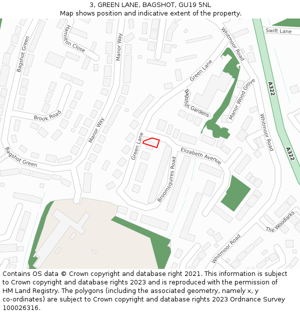 3, GREEN LANE, BAGSHOT, GU19 5NL: Location map and indicative extent of plot