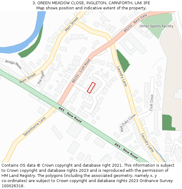 3, GREEN MEADOW CLOSE, INGLETON, CARNFORTH, LA6 3FE: Location map and indicative extent of plot