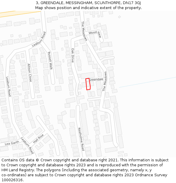 3, GREENDALE, MESSINGHAM, SCUNTHORPE, DN17 3GJ: Location map and indicative extent of plot