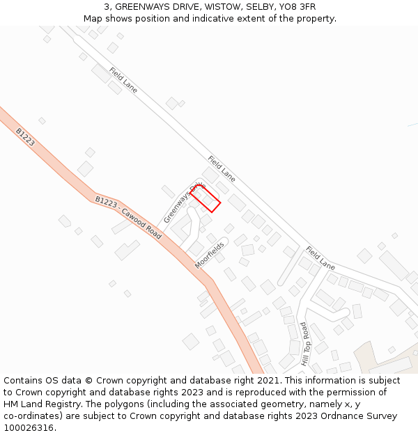 3, GREENWAYS DRIVE, WISTOW, SELBY, YO8 3FR: Location map and indicative extent of plot