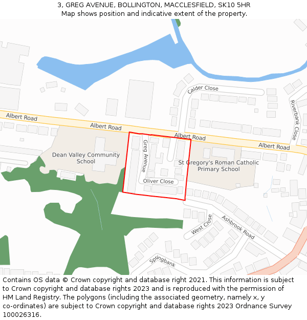 3, GREG AVENUE, BOLLINGTON, MACCLESFIELD, SK10 5HR: Location map and indicative extent of plot