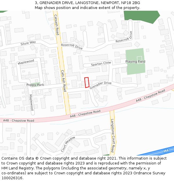 3, GRENADIER DRIVE, LANGSTONE, NEWPORT, NP18 2BG: Location map and indicative extent of plot