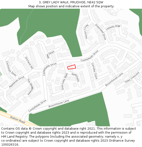 3, GREY LADY WALK, PRUDHOE, NE42 5QW: Location map and indicative extent of plot