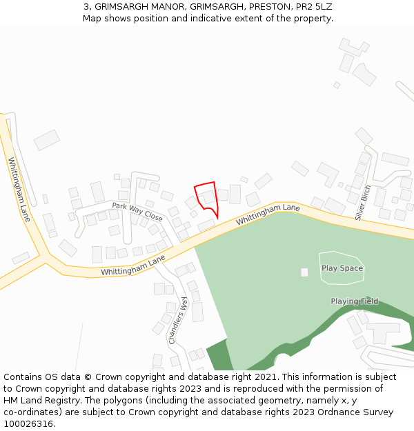 3, GRIMSARGH MANOR, GRIMSARGH, PRESTON, PR2 5LZ: Location map and indicative extent of plot
