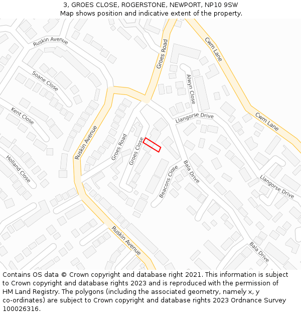 3, GROES CLOSE, ROGERSTONE, NEWPORT, NP10 9SW: Location map and indicative extent of plot