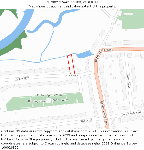 3, GROVE WAY, ESHER, KT10 8HH: Location map and indicative extent of plot