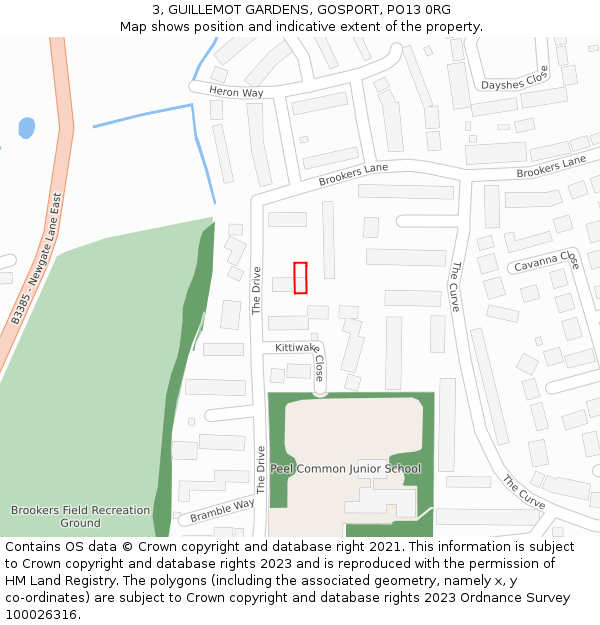 3, GUILLEMOT GARDENS, GOSPORT, PO13 0RG: Location map and indicative extent of plot