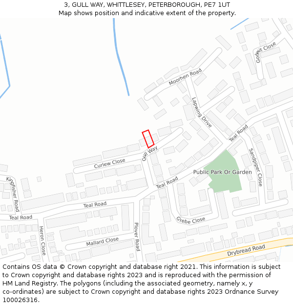 3, GULL WAY, WHITTLESEY, PETERBOROUGH, PE7 1UT: Location map and indicative extent of plot