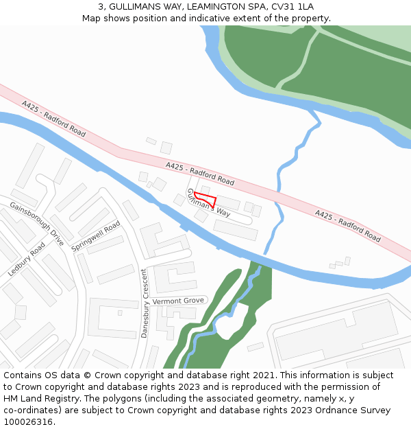 3, GULLIMANS WAY, LEAMINGTON SPA, CV31 1LA: Location map and indicative extent of plot